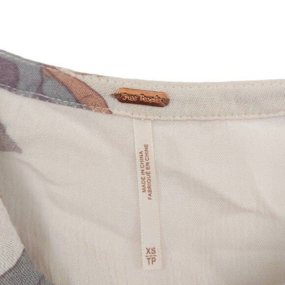 Free People Mini Dress Womens XS Pink Floral Peasant Bohemian Cottagecore - Picture 11 of 11